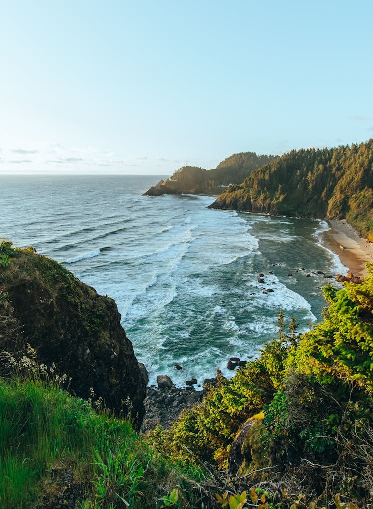 Green Mountain Near the Ocean